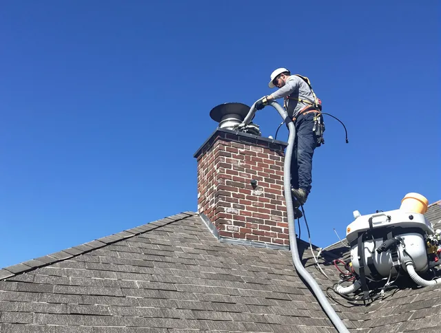 Dedicated Norton Chimney Sweep team member cleaning a chimney in Norton, MA