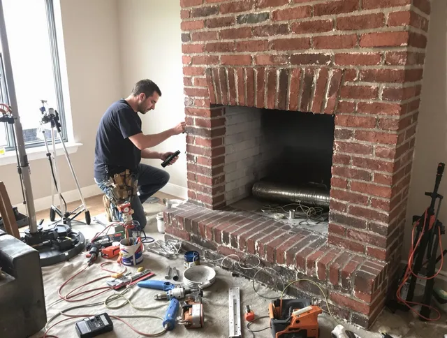 Norton Chimney Sweep specialist finalizing chimney liner service in Norton, MA