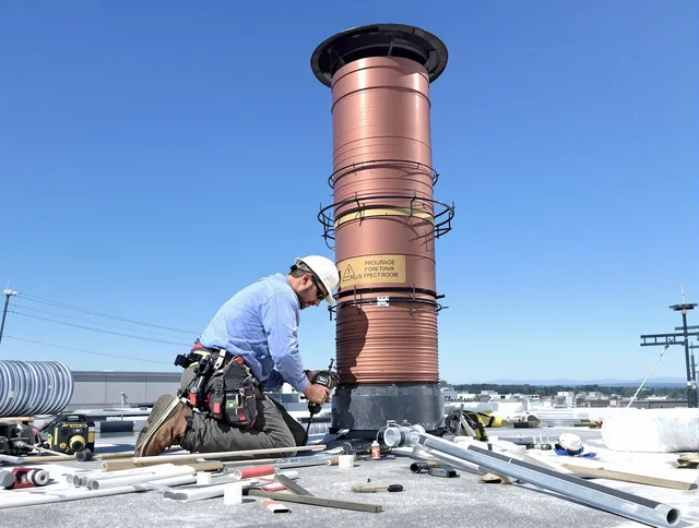 Installed chimney liner by Norton Chimney Sweep in Norton, MA