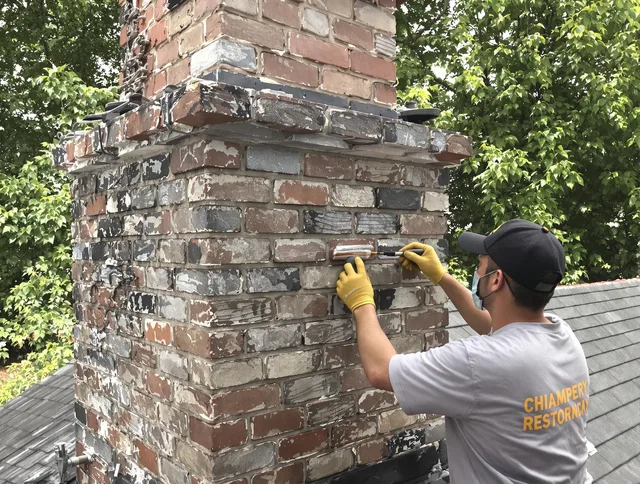 In-progress chimney restoration by Norton Chimney Sweep in Norton, MA