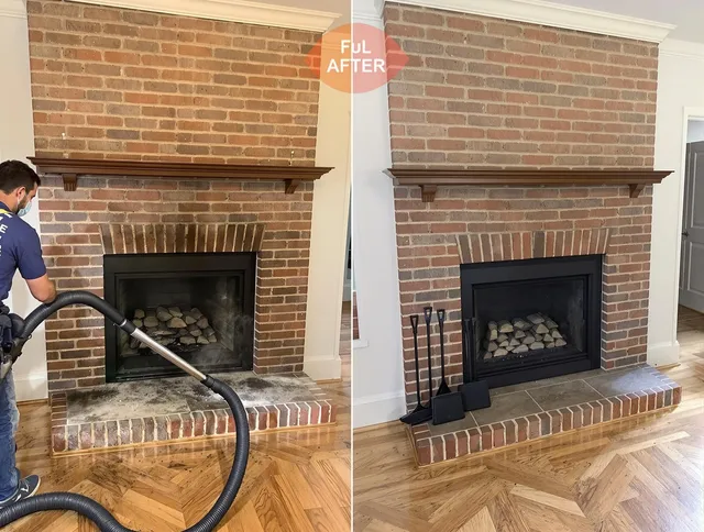 Norton Chimney Sweep carefully sanitizing a fireplace in Norton, MA