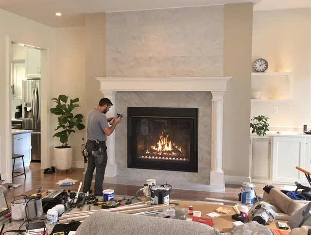 Newly installed fireplace by Norton Chimney Sweep in Norton, MA