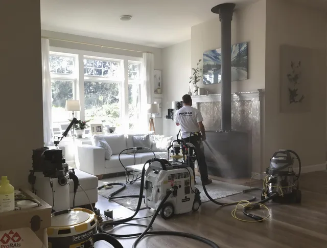 Soot removal service by Norton Chimney Sweep for a fireplace in Norton, MA